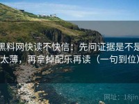 黑料网快读不快信：先问证据是不是太薄，再拿掉配乐再读（一句到位）