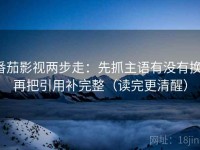 番茄影视两步走：先抓主语有没有换，再把引用补完整（读完更清醒）