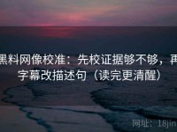 黑料网像校准：先校证据够不够，再字幕改描述句（读完更清醒）