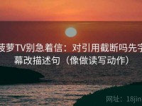 菠萝TV别急着信：对引用截断吗先字幕改描述句（像做读写动作）