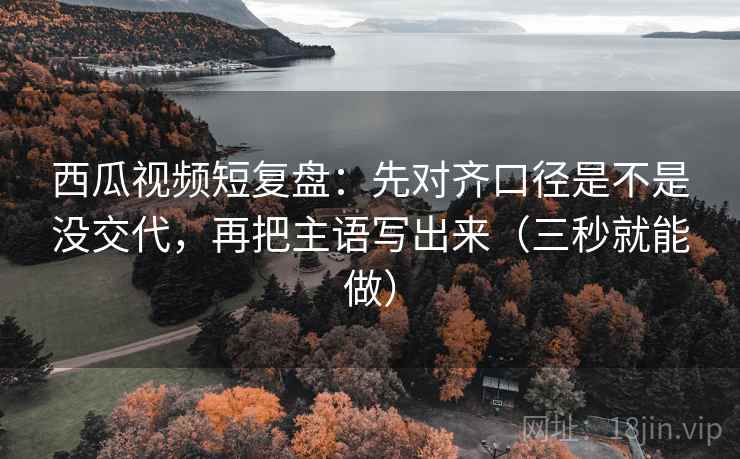 西瓜视频短复盘：先对齐口径是不是没交代，再把主语写出来（三秒就能做）